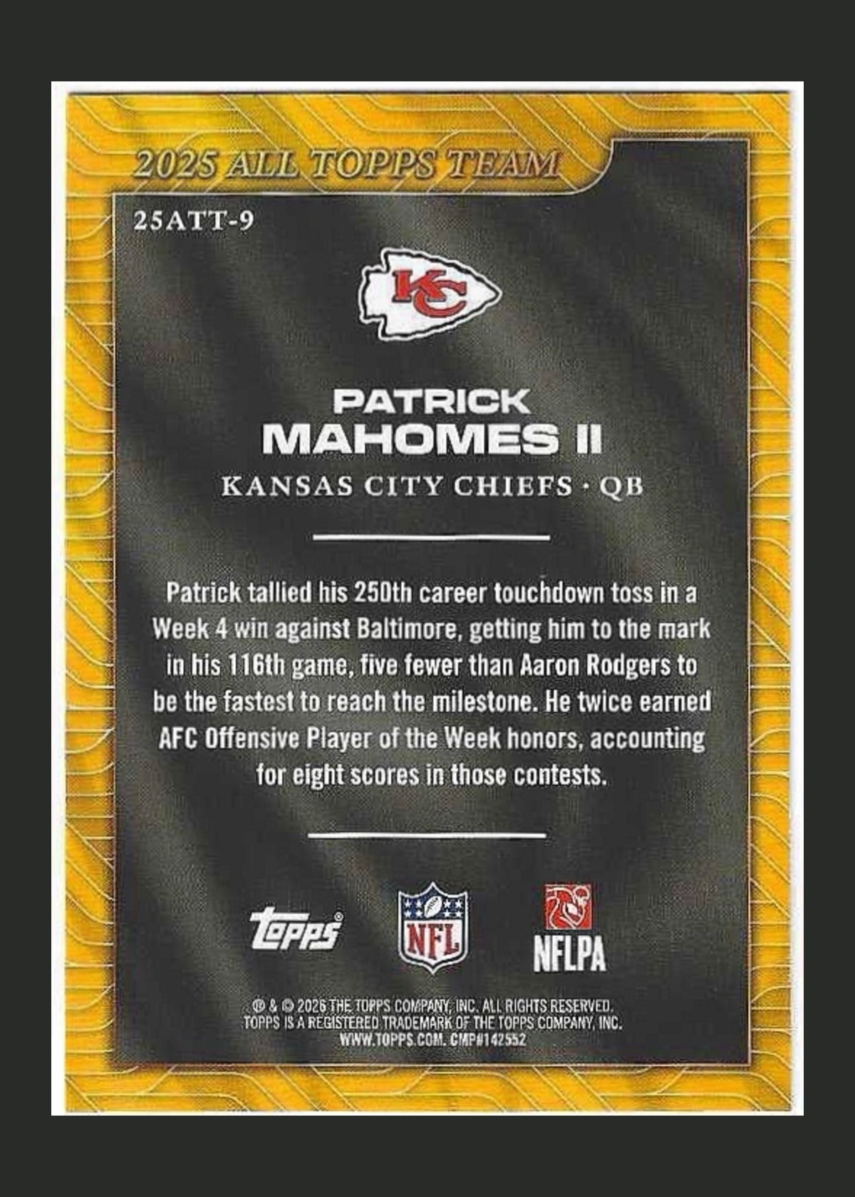 2025 Topps All Topps Team Patrick Mahomes II #ATT-9 back