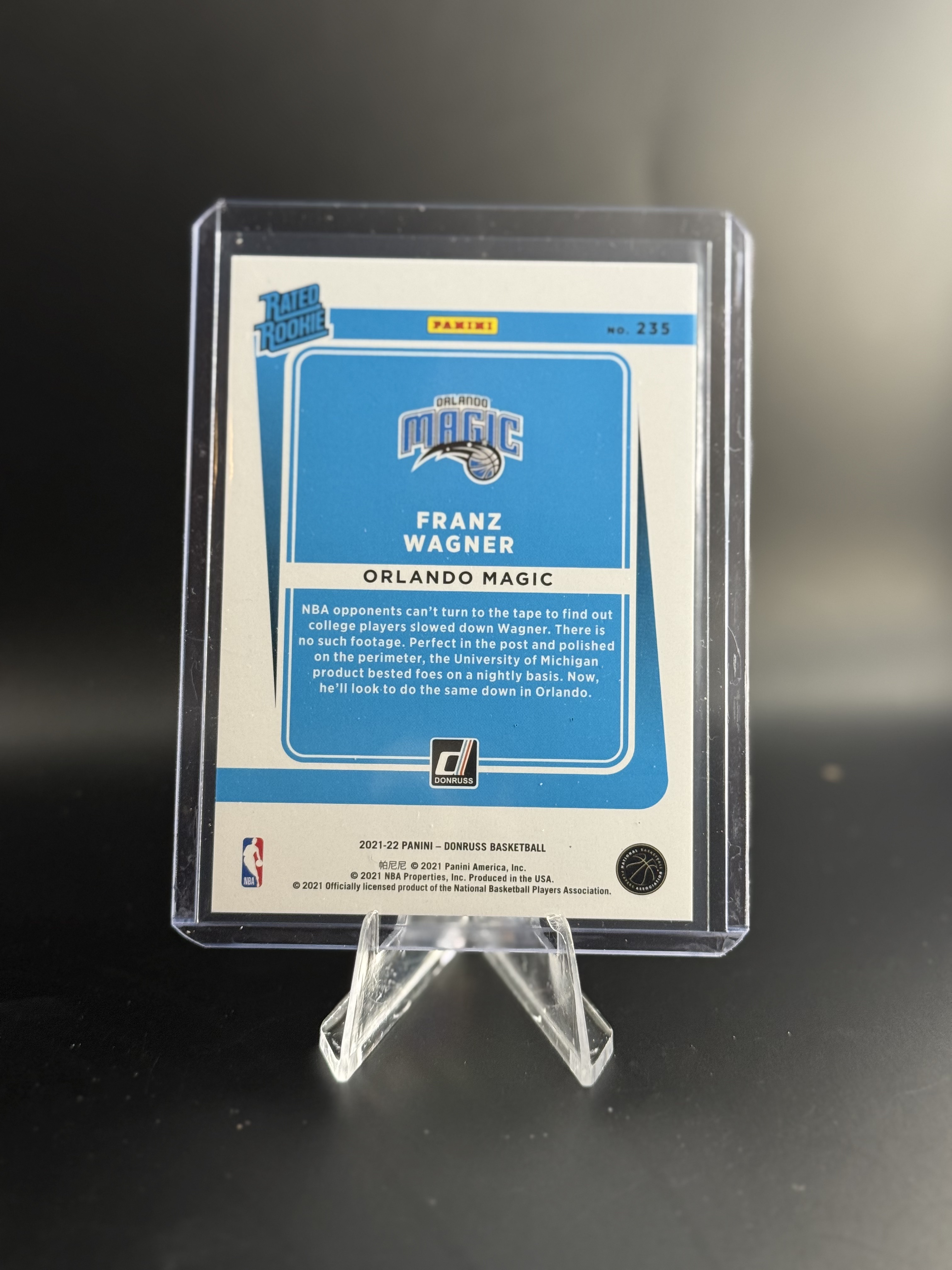 2021-22 Donruss Franz Wagner Rated Rookie Red Laser #235 back