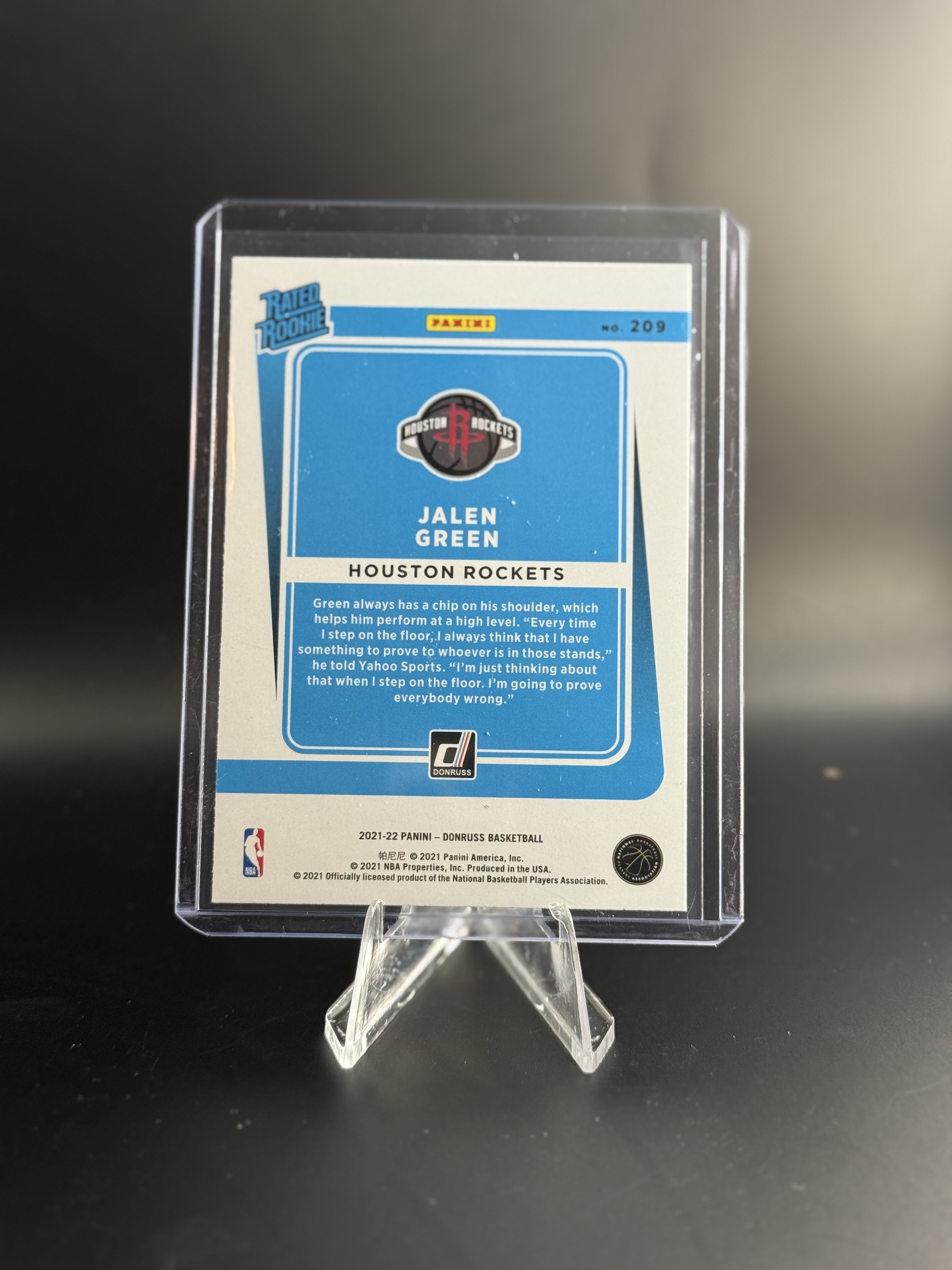 2021-22 Panini Donruss Basketball Jalen Green Rated Rookie Holo #209 back