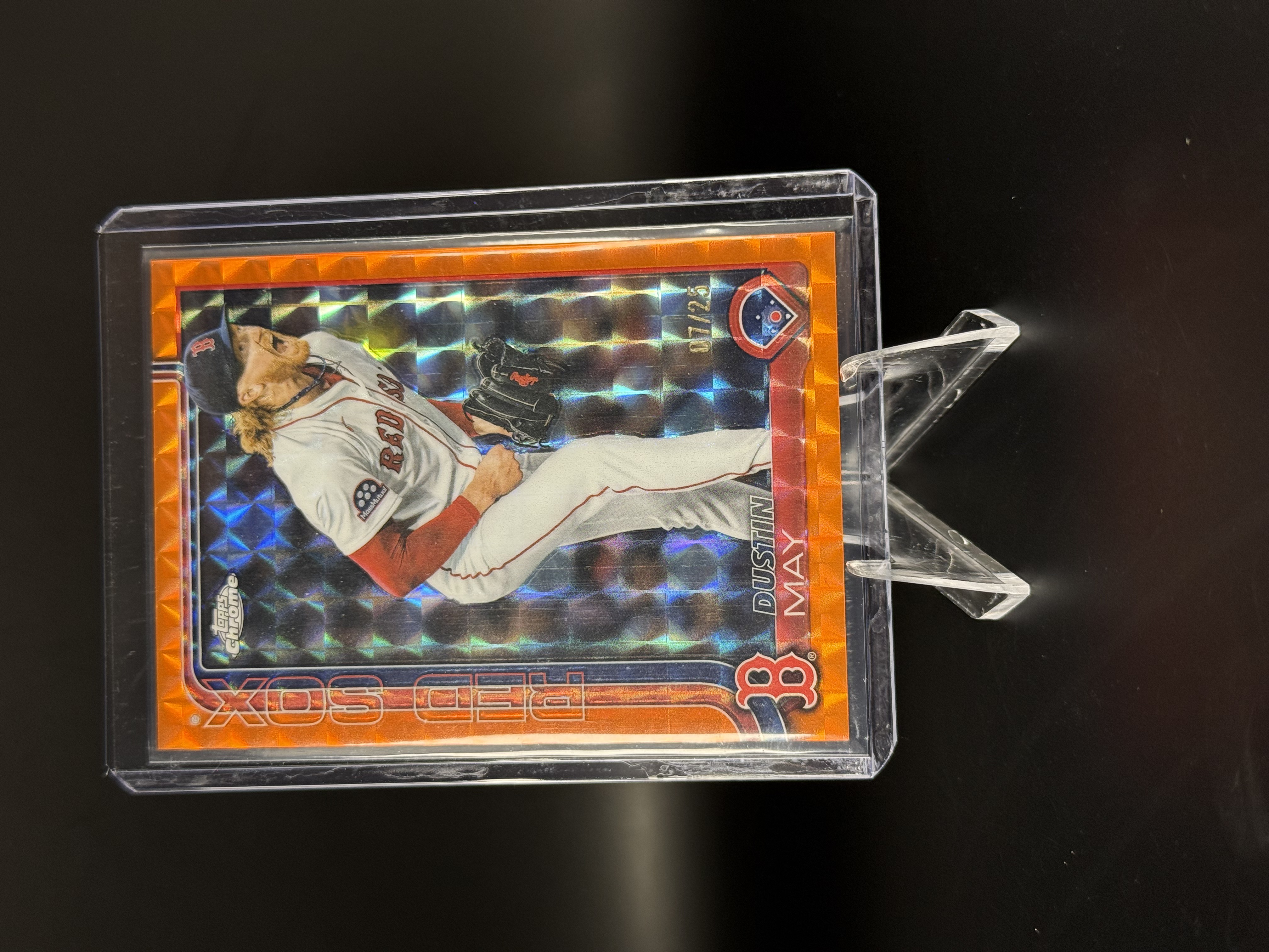 2025 Topps Chrome Dustin May Orange Refractor /25 #US80 Boston Red Sox front