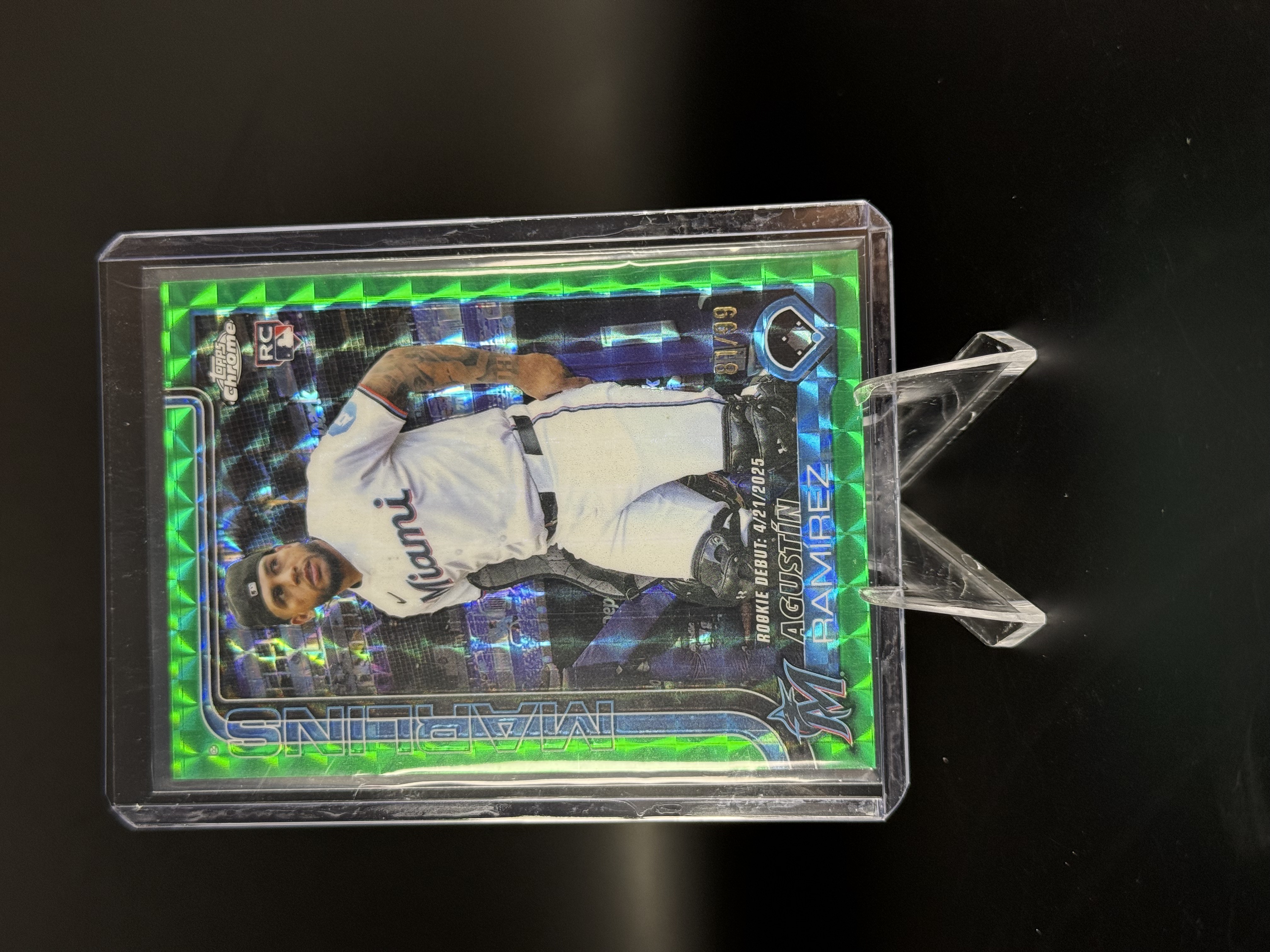 2025 Topps Chrome Agustin Ramirez Green Wave Refractor RC #USC38 /99 front